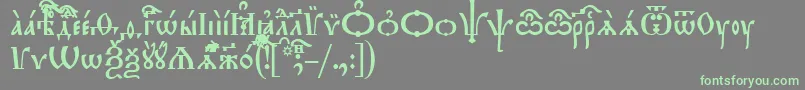 TriodionIeucs Font – Green Fonts on Gray Background