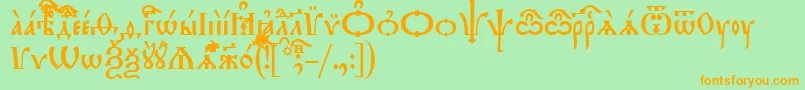 TriodionIeucs Font – Orange Fonts on Green Background