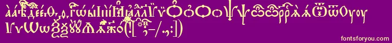 フォントTriodionIeucs – 紫の背景に黄色のフォント