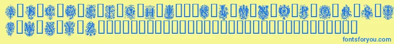 Chaucher-Schriftart – Blaue Schriften auf gelbem Hintergrund