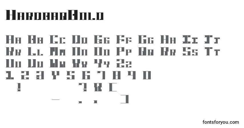 Schriftart HardbaqBold – Alphabet, Zahlen, spezielle Symbole