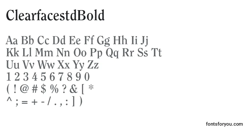 Шрифт ClearfacestdBold – алфавит, цифры, специальные символы