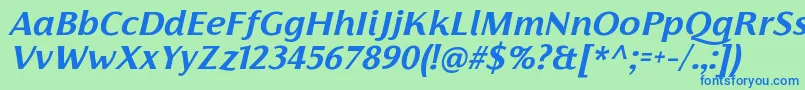 FlorentiaBoldItalicTrial Font – Blue Fonts on Green Background