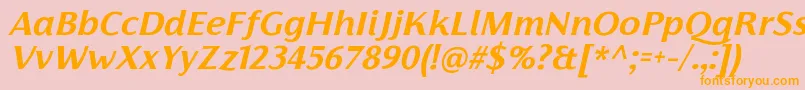 Fonte FlorentiaBoldItalicTrial – fontes laranjas em um fundo rosa