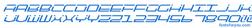 フォントQtech2i – 白い背景に青い文字