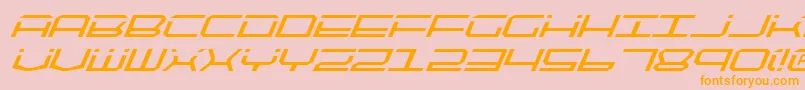 Qtech2i Font – Orange Fonts on Pink Background