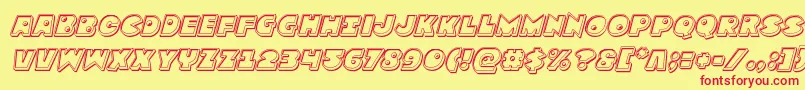 Zounderkiteengraveital Font – Red Fonts on Yellow Background