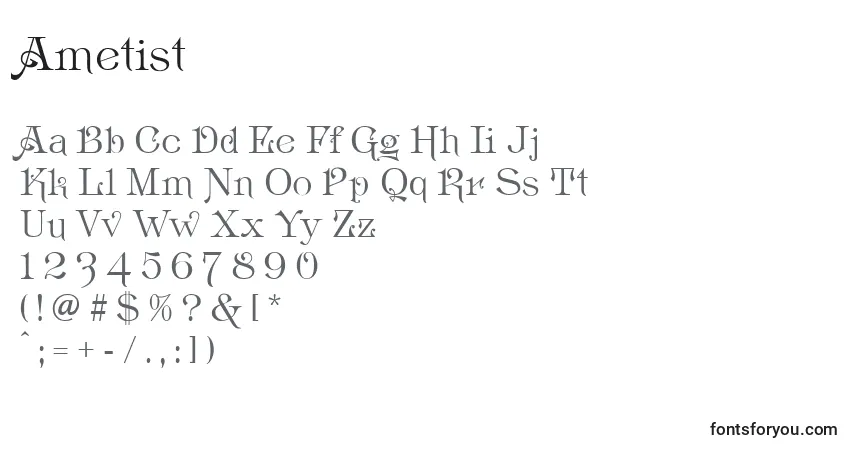 A fonte Ametist – alfabeto, números, caracteres especiais