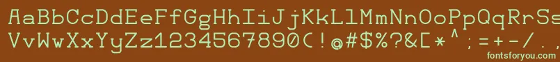 フォントMonomod – 緑色の文字が茶色の背景にあります。