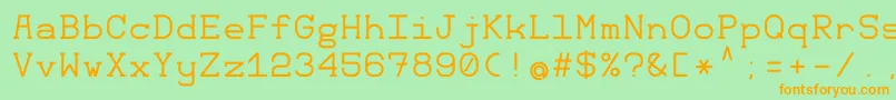 フォントMonomod – オレンジの文字が緑の背景にあります。