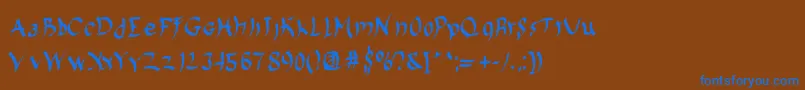 Harakiri-Schriftart – Blaue Schriften auf braunem Hintergrund