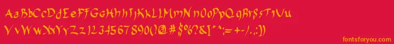 Harakiri-Schriftart – Orangefarbene Schriften auf rotem Hintergrund