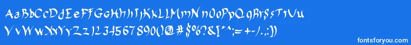Harakiri-Schriftart – Weiße Schriften auf blauem Hintergrund