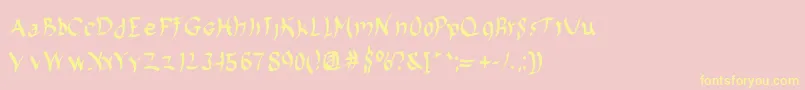 Harakiri-Schriftart – Gelbe Schriften auf rosa Hintergrund