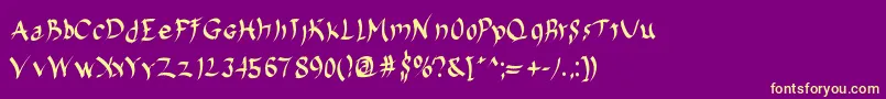 Weitere Informationen zur Harakiri-Schriftart Harakiri-Schriftart – Gelbe Schriften auf violettem Hintergrund
