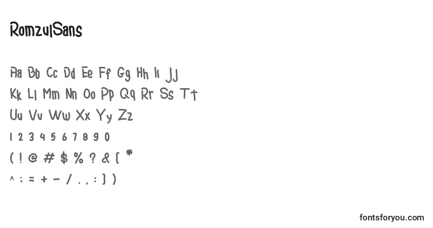 Fuente RomzulSans - alfabeto, números, caracteres especiales