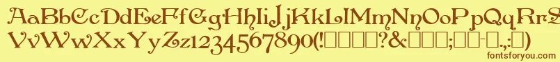 フォントPenshurstBold – 茶色の文字が黄色の背景にあります。