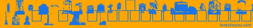 Fonte Grvstnbt – fontes azuis em um fundo laranja