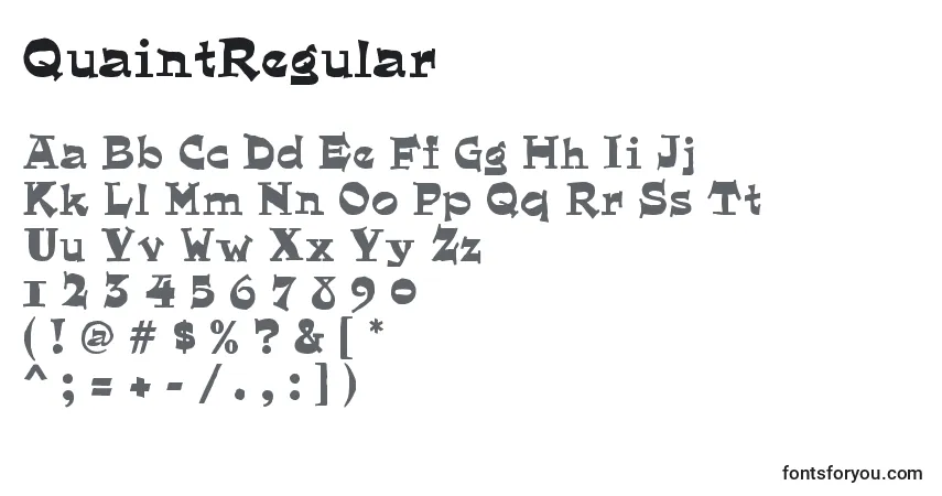 Шрифт QuaintRegular – алфавит, цифры, специальные символы