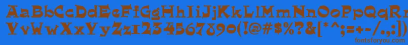 フォントQuaintRegular – 茶色の文字が青い背景にあります。