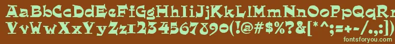 フォントQuaintRegular – 緑色の文字が茶色の背景にあります。