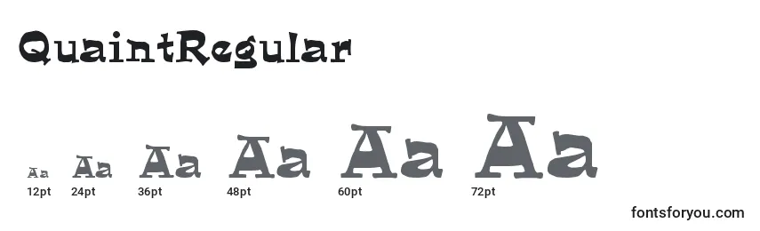 QuaintRegular Font Sizes