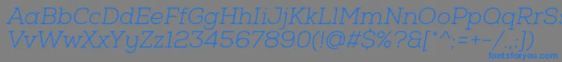 フォントNexaSlabLightOblique – 灰色の背景に青い文字