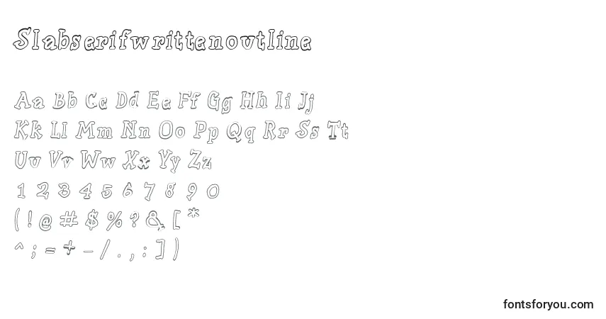 Czcionka Slabserifwrittenoutline – alfabet, cyfry, specjalne znaki