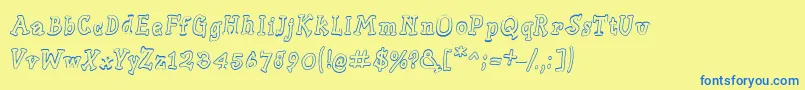 Slabserifwrittenoutline Font – Blue Fonts on Yellow Background