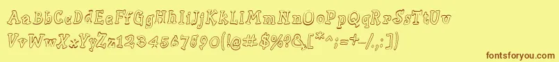 Slabserifwrittenoutline Font – Brown Fonts on Yellow Background
