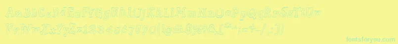 Fonte Slabserifwrittenoutline – fontes verdes em um fundo amarelo