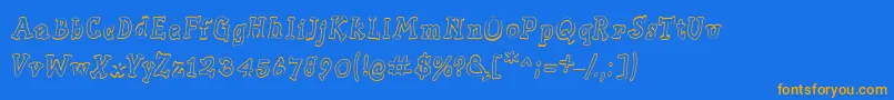Slabserifwrittenoutline Font – Orange Fonts on Blue Background