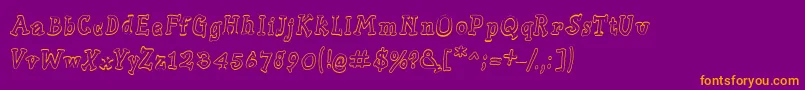 Slabserifwrittenoutline Font – Orange Fonts on Purple Background