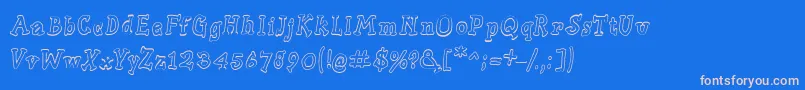 Slabserifwrittenoutline Font – Pink Fonts on Blue Background