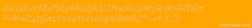 Slabserifwrittenoutline Font – Pink Fonts on Orange Background