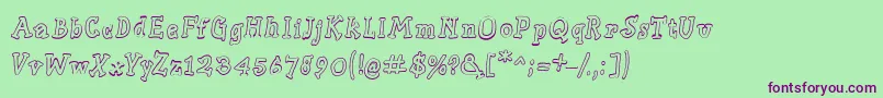 Slabserifwrittenoutline Font – Purple Fonts on Green Background