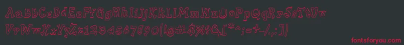 フォントSlabserifwrittenoutline – 黒い背景に赤い文字