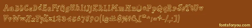 Slabserifwrittenoutline Font – Yellow Fonts on Brown Background