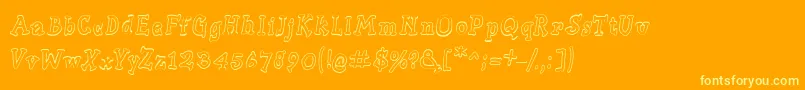 Шрифт Slabserifwrittenoutline – жёлтые шрифты на оранжевом фоне