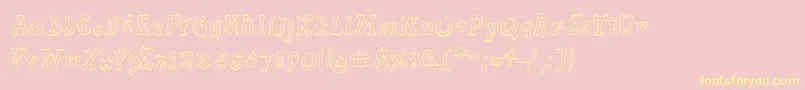 Slabserifwrittenoutline-Schriftart – Gelbe Schriften auf rosa Hintergrund