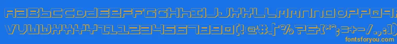 Stuntv2s-Schriftart – Orangefarbene Schriften auf blauem Hintergrund