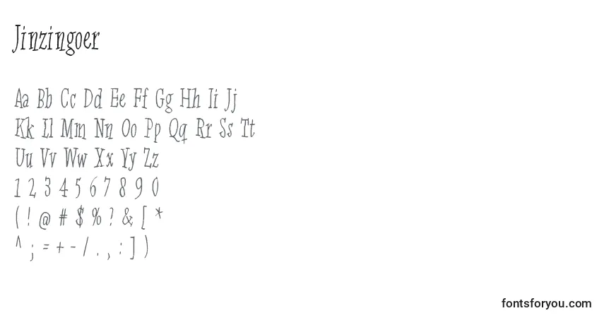 Jinzingoer-fontti – aakkoset, numerot, erikoismerkit