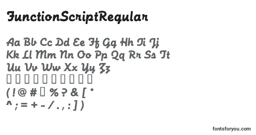 Schriftart FunctionScriptRegular – Alphabet, Zahlen, spezielle Symbole