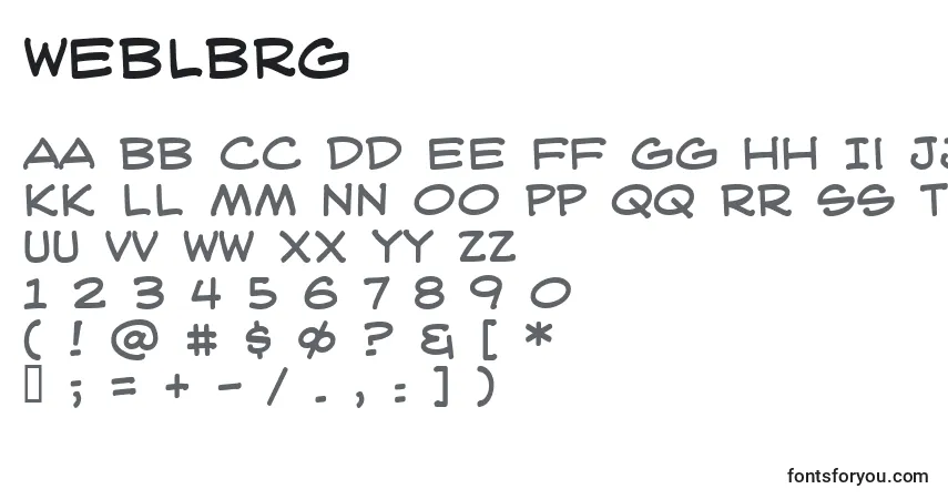 A fonte Weblbrg – alfabeto, números, caracteres especiais