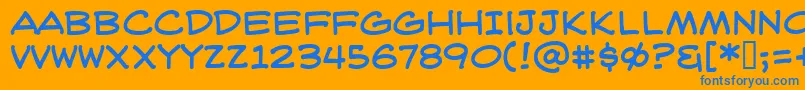 Weblbrg-Schriftart – Blaue Schriften auf orangefarbenem Hintergrund