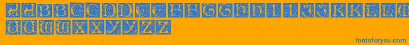 EileencapsRegular-Schriftart – Blaue Schriften auf orangefarbenem Hintergrund