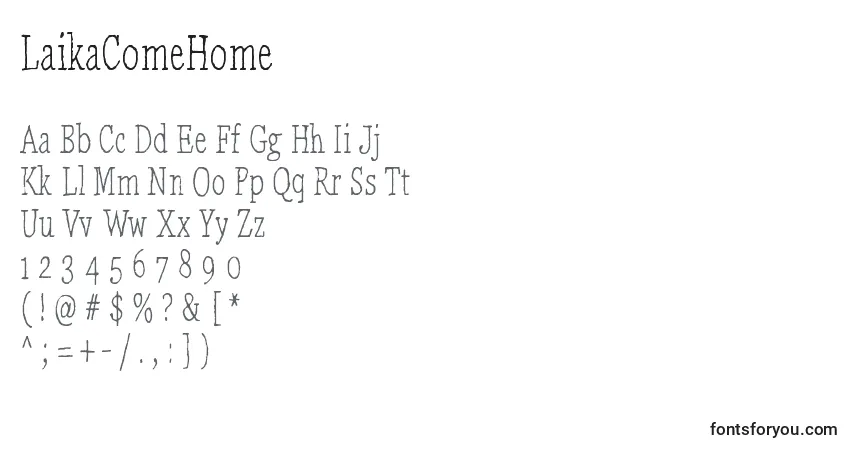 Schriftart LaikaComeHome – Alphabet, Zahlen, spezielle Symbole