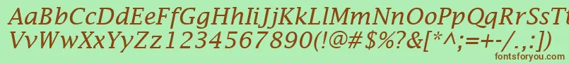 Fonte LucidaFaxItalic – fontes marrons em um fundo verde