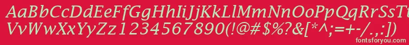 LucidaFaxItalic Font – Green Fonts on Red Background