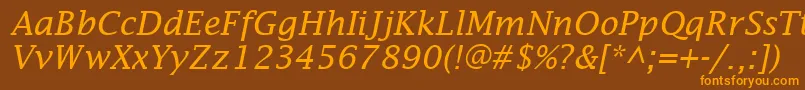 LucidaFaxItalic Font – Orange Fonts on Brown Background